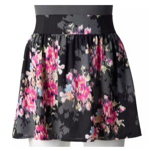 Floral watercolor print high waisted mini skirt
